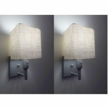 Kit-2 Arandela Quadrada Md-2019 Cinza C- Inter Liga E Desl Cúpula Rustico Bege - Bivolt