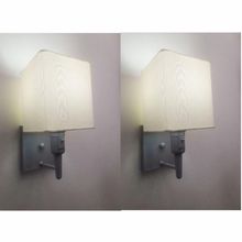 Kit-2 Arandela Quadrada Md-2019 Cinza C- Inter Liga E Desl Cúpula Em Tecido Algodão Crú - Bivolt