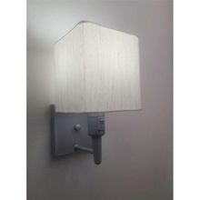 Arandela Quadrada Md-2019 Cinza C- Inter Liga E Desl Cúpula Em Tecido Linho Bege - Bivolt