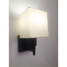 Arandela Quadrada Vivare Md-2019 Com Interruptor Cúpula Em Tecido Bivolt Preta-algodão-crú 127-220v