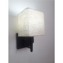 Arandela Quadrada Vivare Md-2019 Com Interruptor Cúpula Em Tecido Bivolt Preto-rustico-bege 127-220v