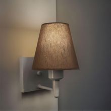 Arandela Quadrada Md-2034 Cinza Cúpula Em Tecido Cone Café - Bivolt