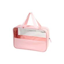 Necessaire Transparente Organizador Viagem Bolsa Média Rosa
