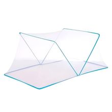 Mosquiteiro Cama Casal Queen Tenda Portátil Dobrável Prática Azul