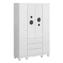 Armario Infantil 4 Portas Bolinha - Moveis Peroba Branco Brilho