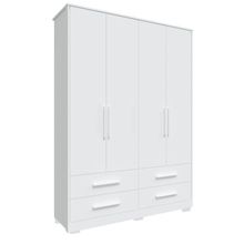 Armário Infantil 4 Portas Lisas Charlô - Móveis Peroba Branco Brilho