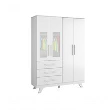 Armário Retrô 4 Portas - Moveis Peroba Branco Brilho