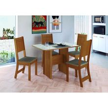 Conjunto Mesa De Jantar 110cm Com 4 Cadeiras Multimóveis CR50206 Cacau Freijó-off White-cacau