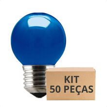 Kit 50 Lâmpadas Incandescente Bolinha Colorida 15w E27 Taschibra Azul 220v