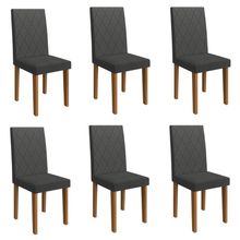 Kit 6 Cadeiras De Jantar Estofadas 43,5cm Multimóveis CR50220 Grafite