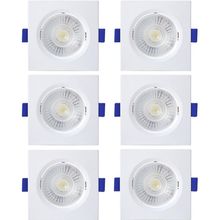 Kit 6 Spot De Led Embutir Slim Mr11 Quadrado 3w Bivolt 6500k Frio