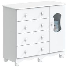 Cômoda 1 Porta 4 Gavetas Luna - Moveis Peroba Branco Brilho