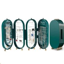 Porta Joias Dobravel Espelho 3 Compartimentos Acrilico Organizador Caixa Armazenadora