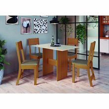 Conjunto Mesa De Jantar 108cm Com 4 Cadeiras Multimóveis CR50203 Cacau Freijó-off White-cacau