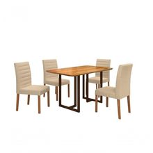 Conjunto Ibiza Com 4 Cadeiras E Base Goiás Bm Tubulares Cinamomo-linho 303