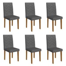 Kit 6 Cadeiras De Jantar Estofadas 43,5cm Multimóveis CR50218 Grafite