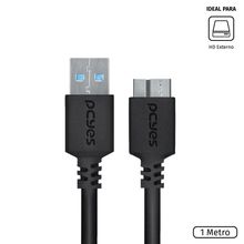 Cabo Para Hd Externo Usb A 3.0 Macho Para Micro Usb B 3.0 (10 Pinos) Macho 28awg Puro Cobre 1 Metro