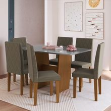 Conjunto Mesa De Jantar 137cm Com 6 Cadeiras Multimóveis CR50211 Freijó-titânio-cacau