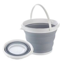 Balde Portatil Ecologico Retratil Cozinha Banheiro Lavanderia 10 Litros Alça Plastica Cinza