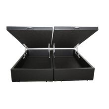 Base Box Baú King Bipartido Sintético Cinza 42x193x203