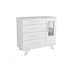 Cômoda 1 Porta 4 Gavetas Retrô - Moveis Peroba Branco Brilho