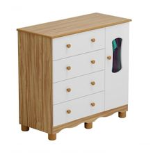 Cômoda 1 Porta 4 Gavetas Luna - Moveis Peroba Amendoa-branco