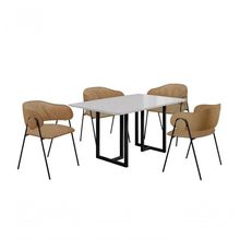 Conjunto Siena Com 4 Cadeiras E Base Goiás Bm Tubulares Off White-linho 306