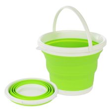 Balde Flexivel Silicone Dobravel Cesto Portátil Flash Mop 10l Grande Roupa Agua Gelo Multiuso Verde