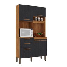 Armário De Cozinha 5 Portas 2 Gavetas Dubai Salleto Cinamomo/preto