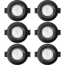 Kit 6 Spot De Led Embutir Slim Mr11 Redondo 3w Preto Bivolt 6500k Frio