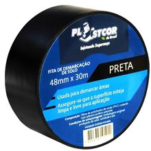 Fita De Demarcação 48mm X 30 Metros Preto - 700.01514 - Plastcor Fita Demarcacao Preto 48mmx30mts Plastcor