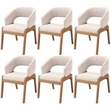 Kit 06 Cadeiras De Jantar E Estar Living Estofada Lince L02 Suede Bege - Lyam Decor