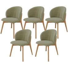 Kit 05 Cadeiras De Jantar E Estar Living Estofada Mia L02 Bouclê Oliva - Lyam Decor