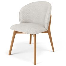 Cadeira De Jantar E Estar Living Estofada Mia L02 Bouclê Cru - Lyam Decor