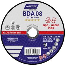 Disco De Corte Com Depressão Central Bda 08 115x0,8x22,23mm - 66252920338 - Norton