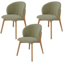 Kit 03 Cadeiras De Jantar E Estar Living Estofada Mia L02 Bouclê Oliva - Lyam Decor