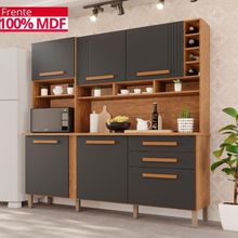 Cozinha 6 Portas 2 Gavetas ágata - Tudo De Móveis Cinamomo/grafite