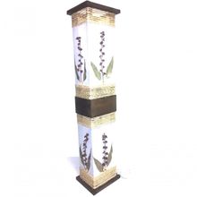 Abajur De Chão Piso Rústico Corda Com Folhagens 1 Metro Altura Sala Quarto Madeira