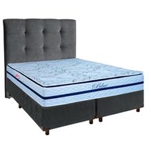 Cama + Box Blindado E Colchão Molas Ensacadas Casal - Blue Paropas + Cabeceira
