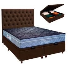 Cama + Bau Blindado E Colchão Molas Ensacadas Queen - Petrus Paropas + Cabeceira