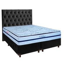 Cama Box + Colchão Queen Molas Ensacadas Blue Paropas + Cabeceira Estofada