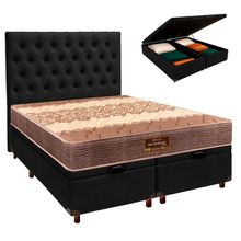 Cama + Bau Blindado E Colchão D26 Queen - Ortophedic Sankonfort + Cabeceira