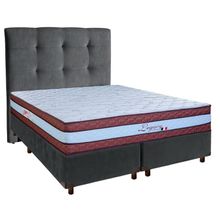 Cama Box + Colchão Queen Molas Ensacadas Legaccy Paropas + Cabeceira Estofada
