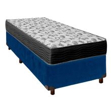 Cama Box Azul Solteiro + Colchão D33 Iso100 Ortobom