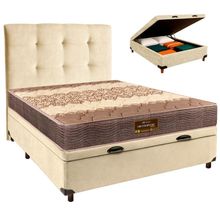 Cama Box Bau + Colchão Casal D26 Ortophedic Sankonfort + Cabeceira Estofada
