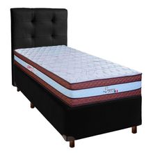 Cama + Box Preto E Colchão Molas Ensacadas Solteiro - Legaccy Paropas + Cabeceira