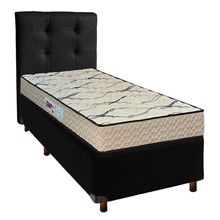 Cama + Box Preto E Colchão D33 Solteiro - Maxsono Paropas + Cabeceira