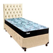 Cama + Box Perola E Colchão Molas Ensacadas Solteiro - Life Gold Paropas + Cabeceira