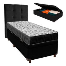Cama + Bau Preto E Colchão Ortobom D33 Solteiro - Iso100 + Cabeceira