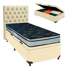 Cama + Bau Blindado E Colchão D28 Solteiro - Conforto Paropas + Cabeceira